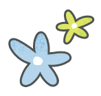 blue and green flower illustration