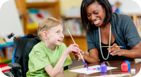 Therapist working one-on-one with a child during an applied behavior analysis session